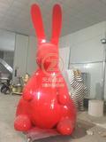 玻璃钢雕塑产品_雕塑_大红兔子